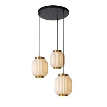 Lucide Gosse 3 porcelæn pendel Ø19,5cm 3x E27 Mat Guld