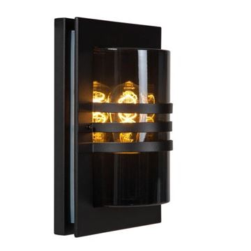 Lucide Privas væglampe H33cm E27 sort IP44