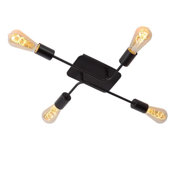 Lucide Lester Flush 4 armet loftlampe 4x E27 Sort