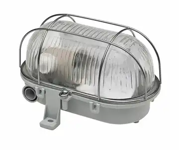 Skotlampe E27 IP44 grå med stålgitter