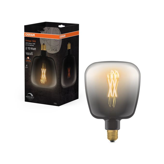 OSRAM Vintage 1906 Globe140 Ultra tynd DIM 4.5W=15W Smoke E27