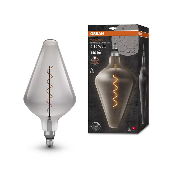 OSRAM Vintage 1906 Kegle 193 Spiral DIM 4W=15W Smoke E27