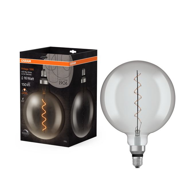 OSRAM Vintage 1906 Straight Ultra Thin Globe200 DIM Smoke 4,8W=16W E27