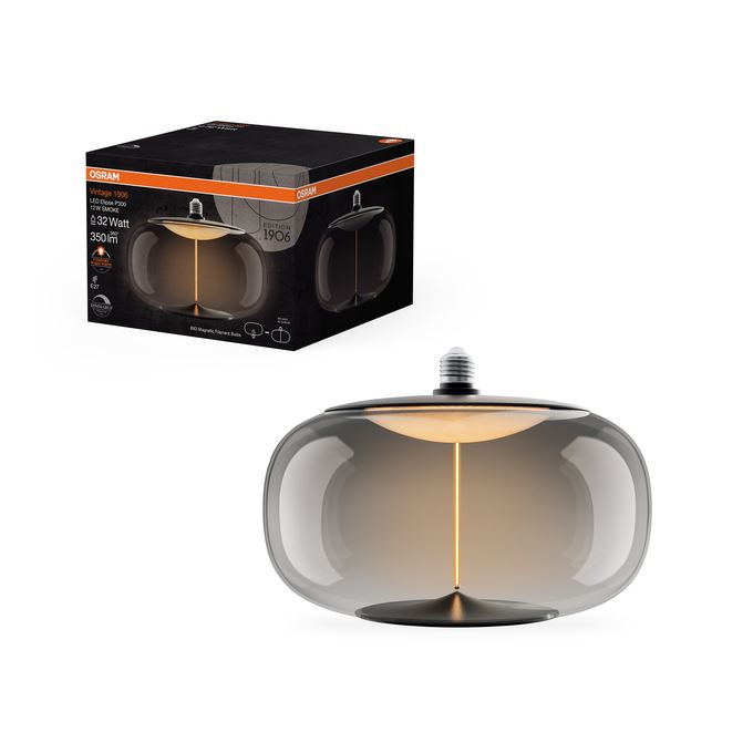 OSRAM Vintage 1906 Big Elipse Magnetic Plastic DIM 12W=32W Smoke E27