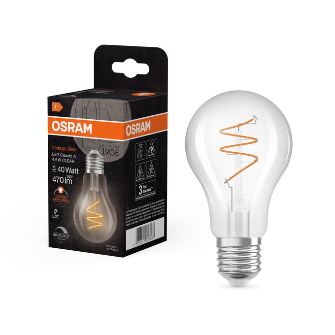 OSRAM Vintage 1906 CRI90 Standard Spiral klar DIM 4,6W=40W 922 E27