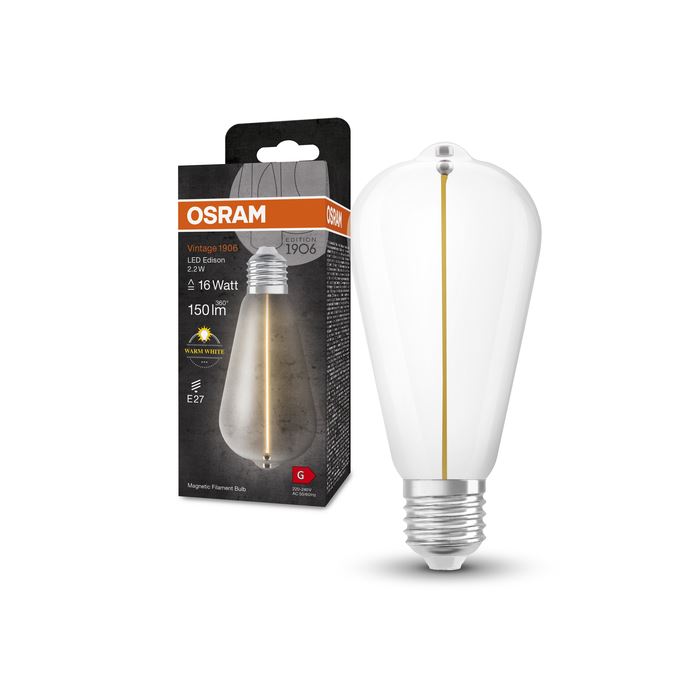 OSRAM Vintage 1906 Edison Filament Magnetic 2,2W=16W Klar E27