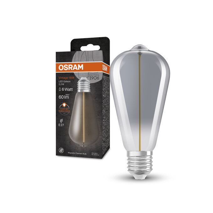 OSRAM Vintage 1906 Edison Filament Magnetic 2,2W=6W Smoke E27