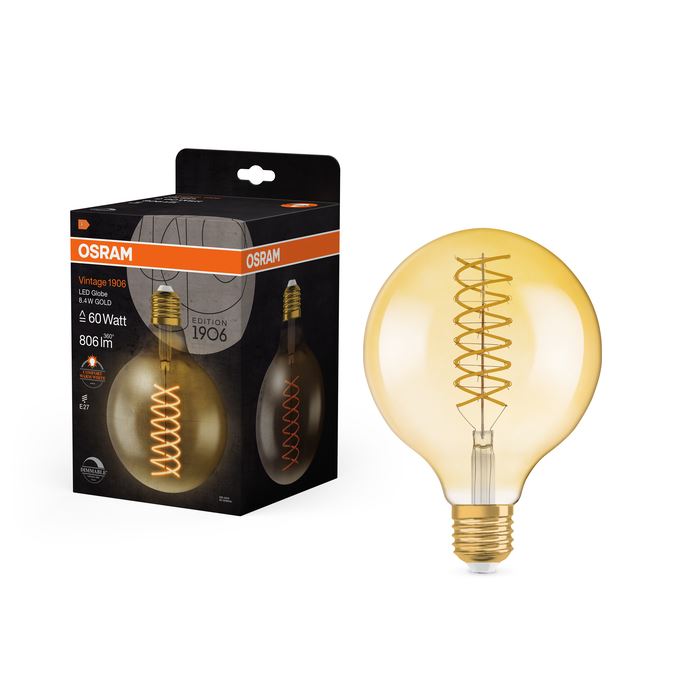 OSRAM Vintage 1906 Spiral Globe125 DIM 8.8W=60W Gold E27