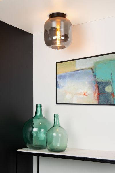Lucide Joanet Flush glas loftlampe Ø25cm E27 Smoke Grey