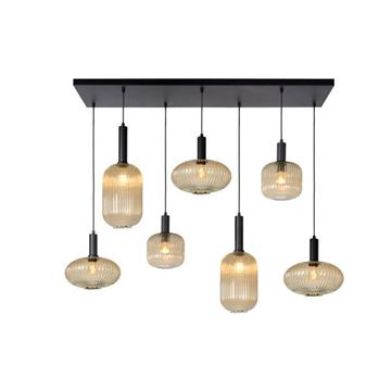 Lucide Maloto 7 x glas pendel Ø20 & Ø30cm 7xE27 amber