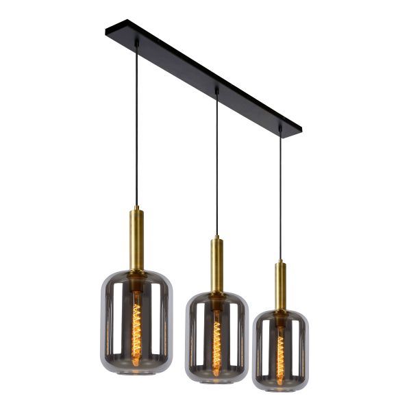 Lucide Joanet 3 glas pendel E27 Smoke Grey