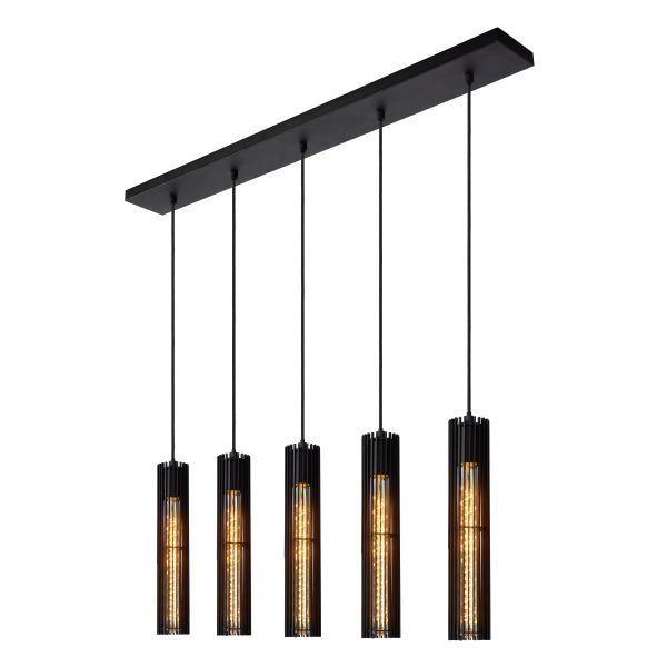 Lucide Lionel 5 lamel pendel Ø 6,5CM 5x E27 sort
