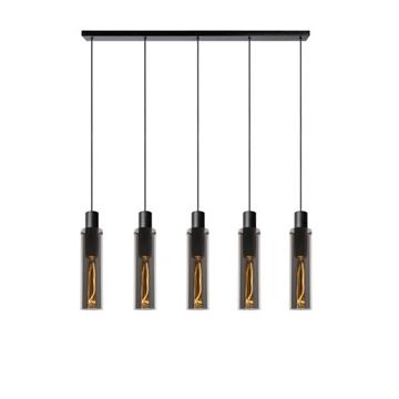 Lucide Orlando langbordspendel L112cm 5 x E27 røgfarvet glas