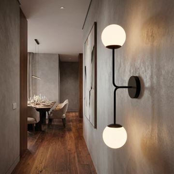 Parma væg- og loft lampe 2L Mat Sort IP20 ekskl. glas skærm