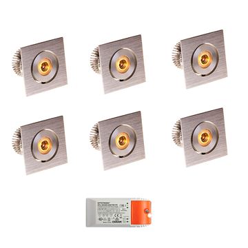 Komplet Led downlight sæt med 6 stk DL920 Mini inkl. dæmpbar driver - Udgår med lager