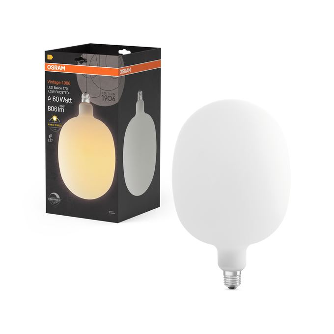OSRAM Vintage 1906 Ballon Milky DIM 7,3W=60W Opal mat glas E27