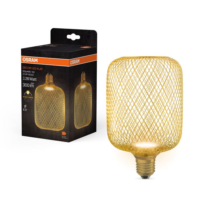 OSRAM VINTAGE 1906 DECOR FLAT KVADRAT GLOBE 100 GULD 3,5W=28W E27