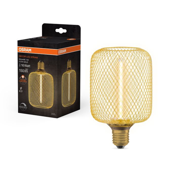 OSRAM VINTAGE 1906 DECOR STAV KVADRAT GLOBE 100 GULD 3,5W=16W E27