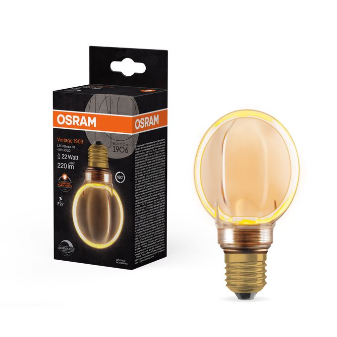 OSRAM Vintage 1906 Filament O 80 DIM Gold 4W=22W E27