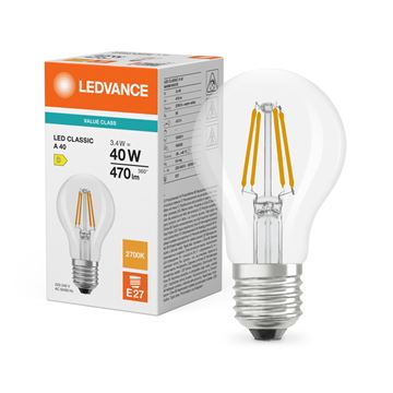LEDVANCE Value Classic LED standard 3,4W=40W klar E27