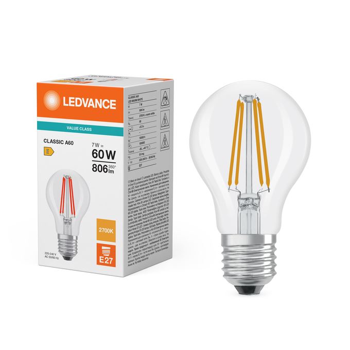 LEDVANCE LED Classic standard 7W=60W klar E27