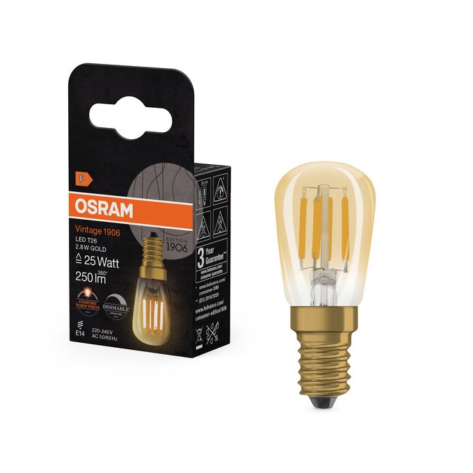 OSRAM Vintage 1906 Filament parfume T26 Gold DIM 2,8W=25W E14