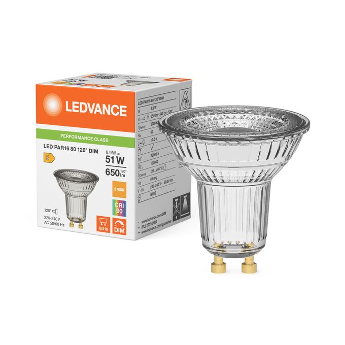LEDVANCE LED Performance Class PAR16 6,9W 927 120° GU10 2700K Dæmpbar