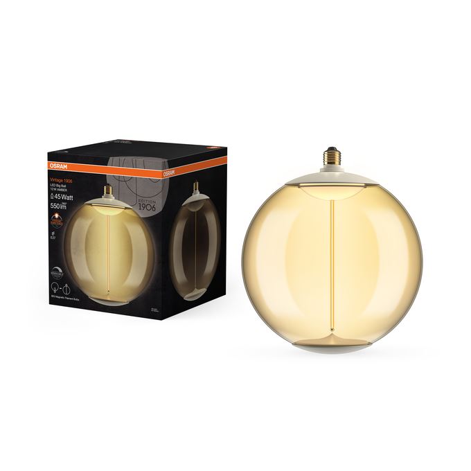 OSRAM Vintage 1906 Globe Big Ball Filament Magnetic DIM 12W=45W Gold E27