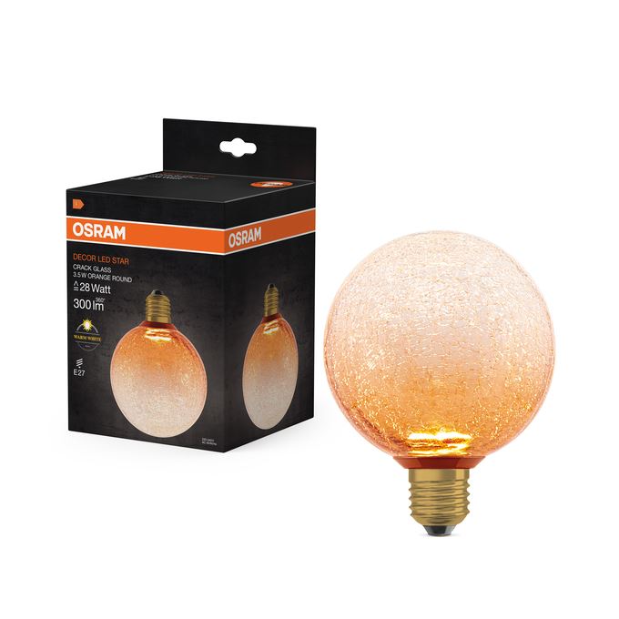 OSRAM Vintage 1906 Cracked Glass Rund 125 orange inkl. LED 3,5W=28W E27