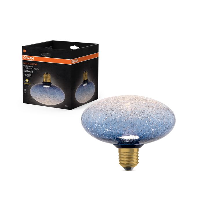 OSRAM Vintage 1906 Cracked Glass Flad 150 blå inkl. LED 3,5W=28W E27