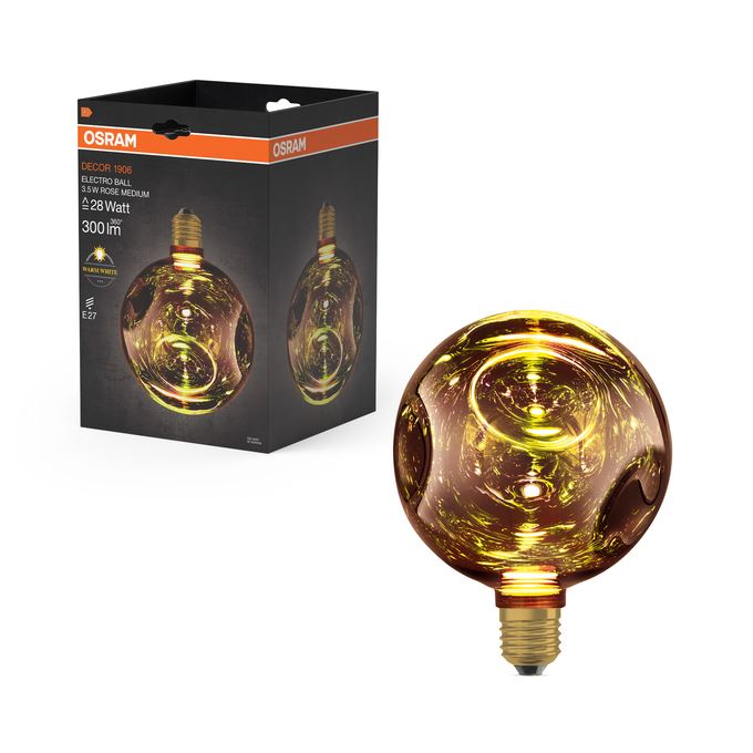OSRAM Vintage 1906 Electro Rosa Glas Flad Mellem 827 3,5W=28W E27