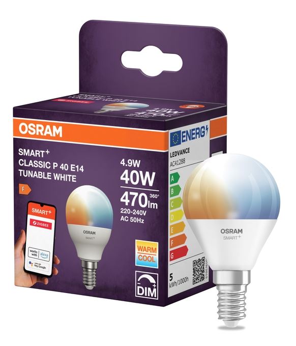 SMART+ Zigbee Krone 40 Tunable White 4,9W mat E14 