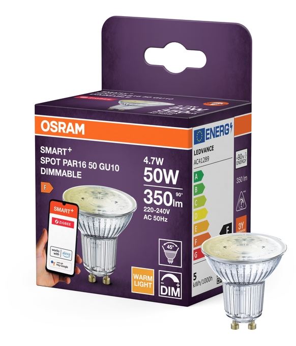 SMART+ Zigbee PAR16 GU10 4,7W=50W 2700K 45° GU10 Dæmpbar